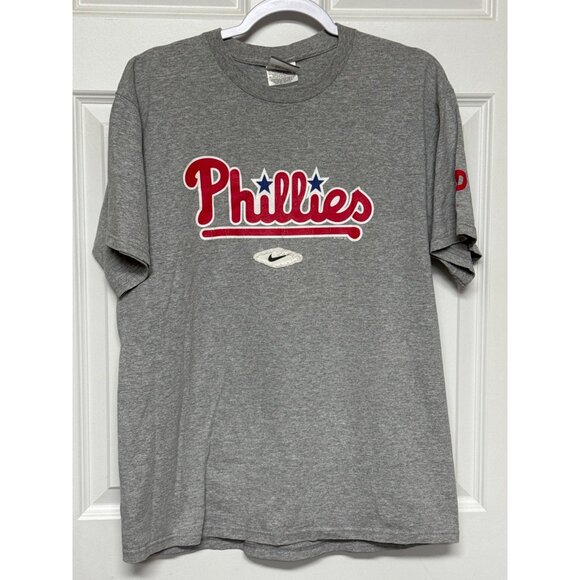 Y2K Nike Team Men’s M Phillies Shirt T-shirt Gray Short Sleeve - Picture 1 of 7